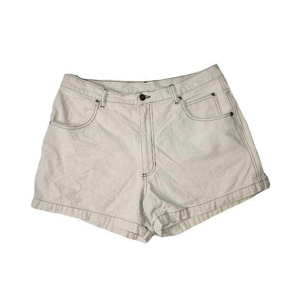 Harley Davidson Pants - Womens Harley Davidson Light Tan Denim Shorts Y2K Size 16 Pocket Embroidered